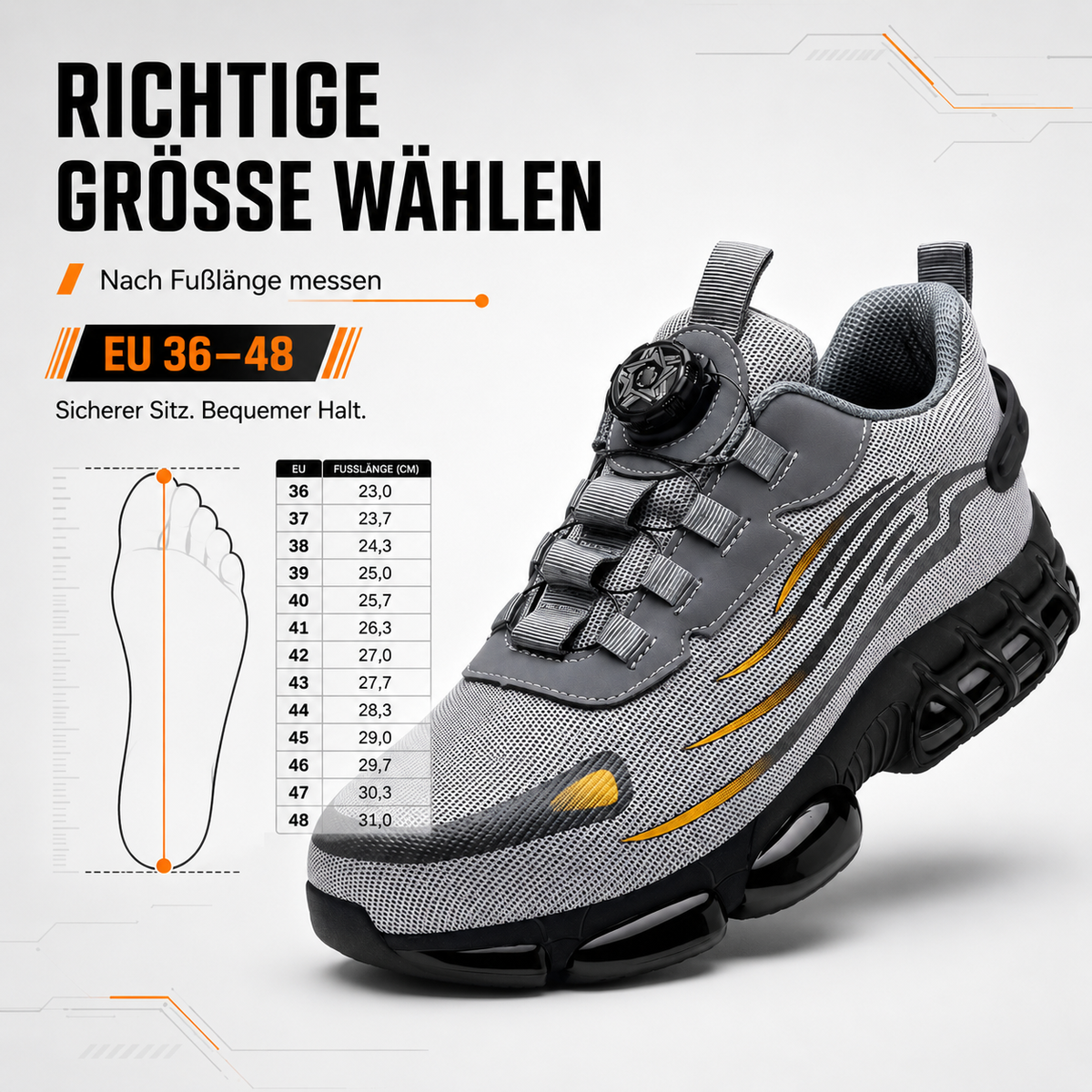 STAHLFUSS Größentabelle EU 36-48